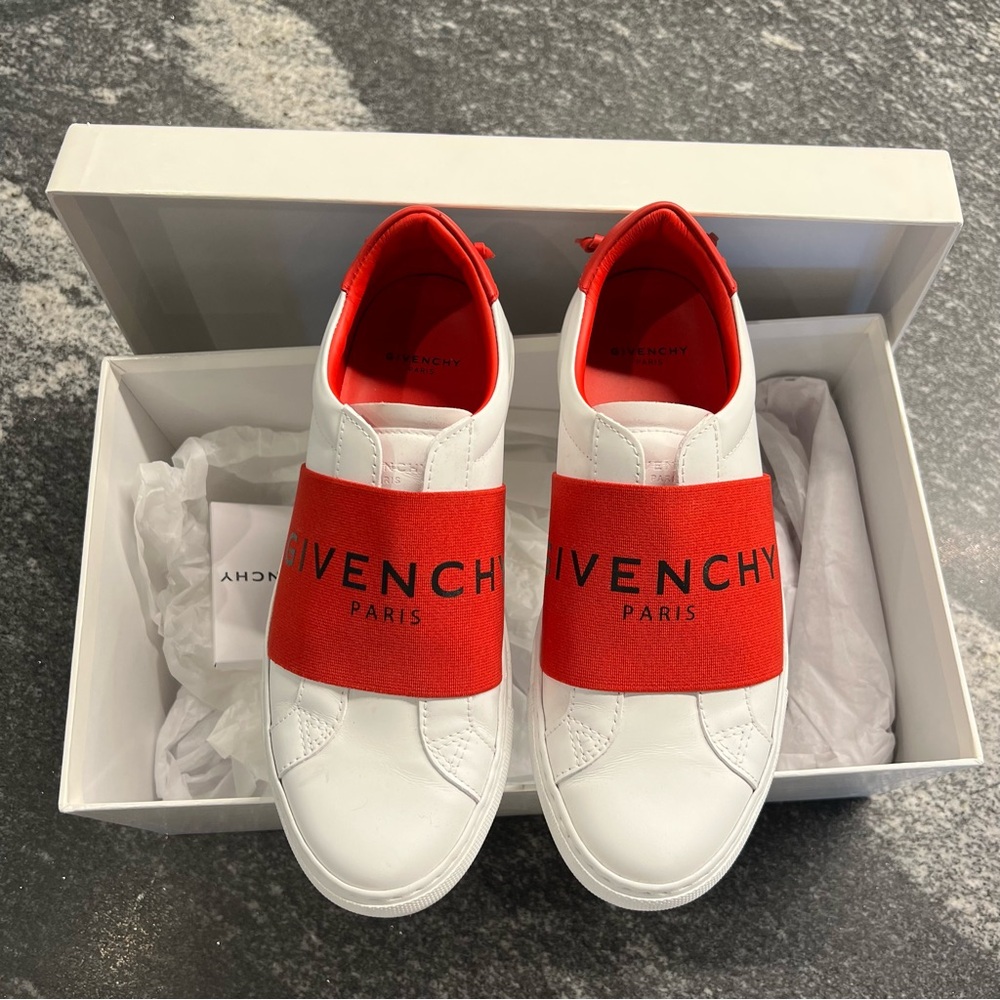 Givenchy Red and White Logo Sneakers